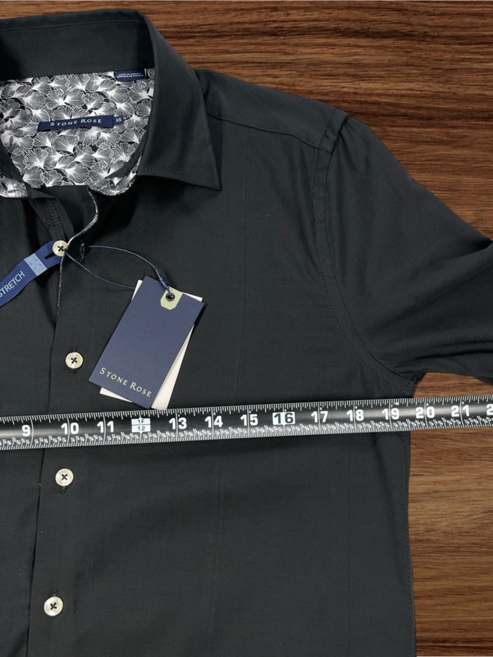 Stone Rose 2-Way Stretch Black Dress Shirt. XS - Picture 5 of 11